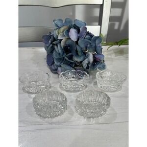 Vintage oval Glass Salt Cellar bundle of 5 Open Salt cellars‎